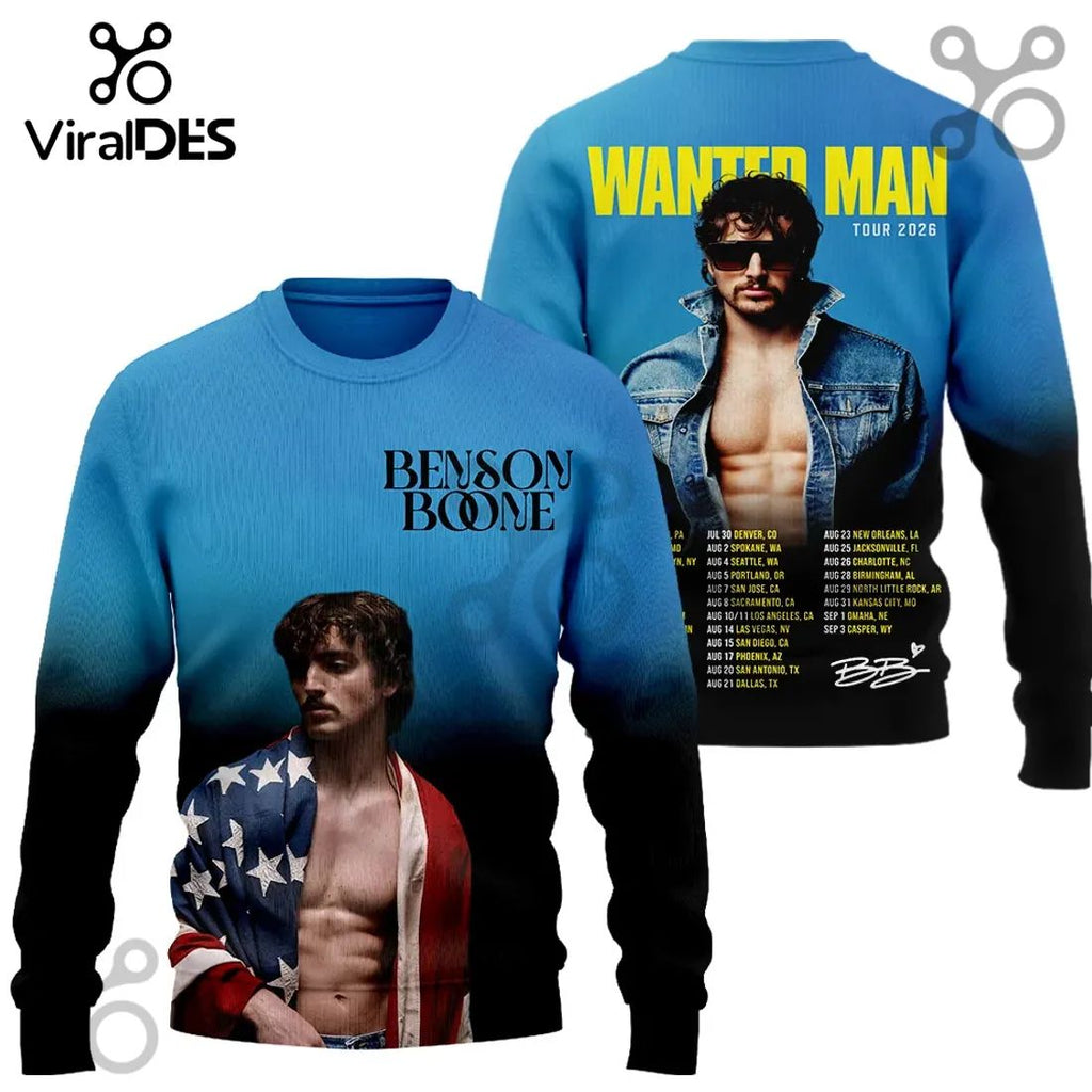 Benson Boone Wanted Man Tour 2026 Dates Graphic Concert T-Shirt