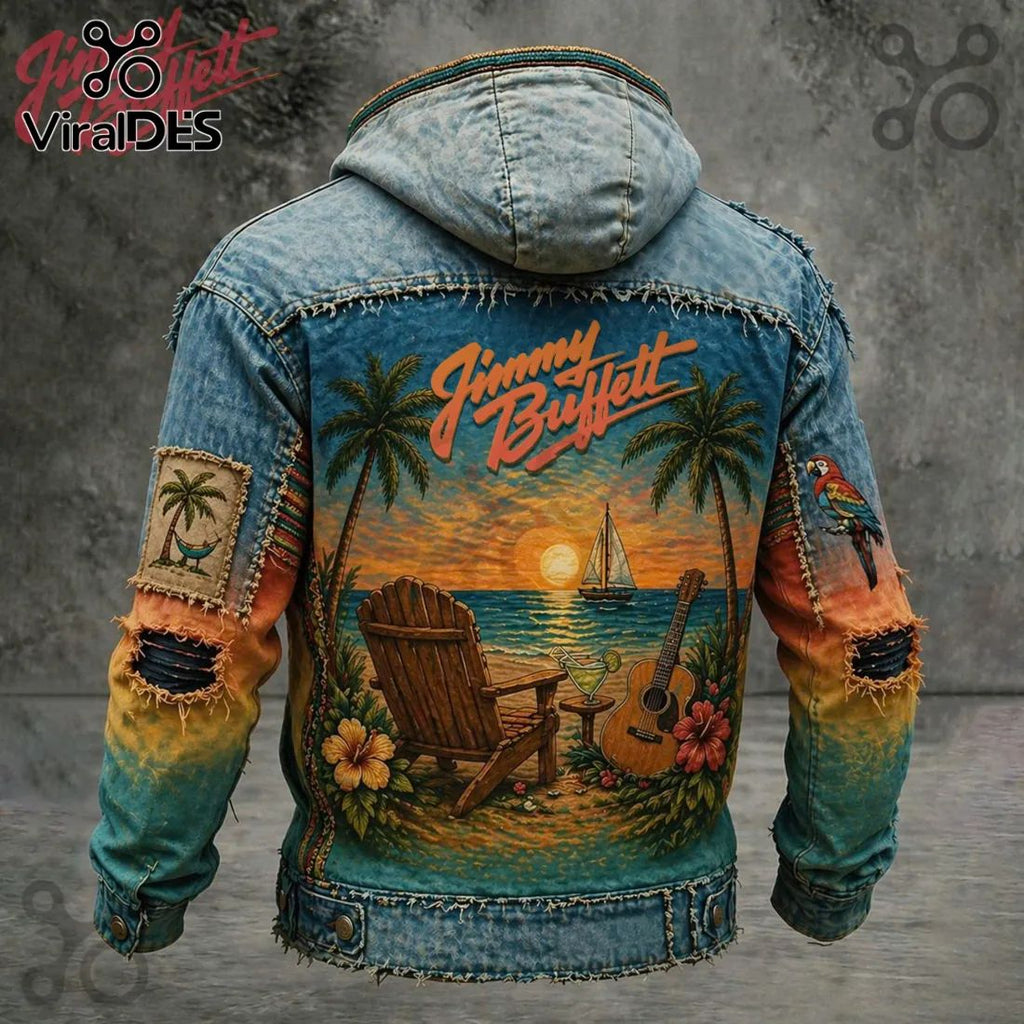 Jimmy Buffett Margaritaville Tropical Beach Sunset Distressed Hoodie