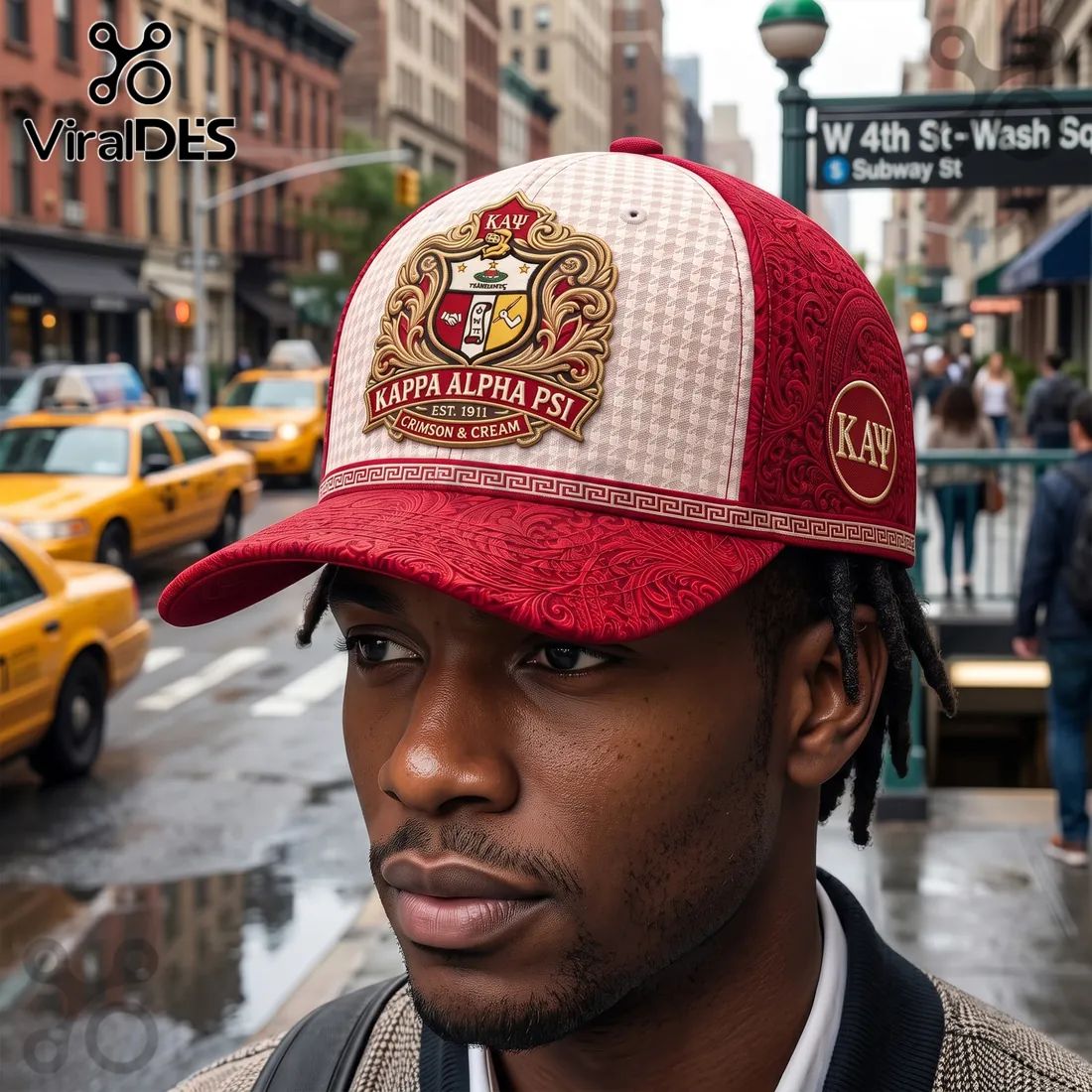 Kappa Alpha Psi Crimson Cream Crest Embroidered Cap