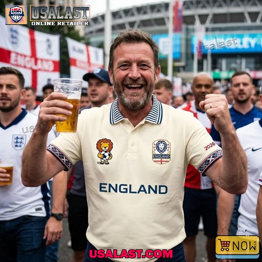 England Football World Cup 2026 Printed Polo Shirt