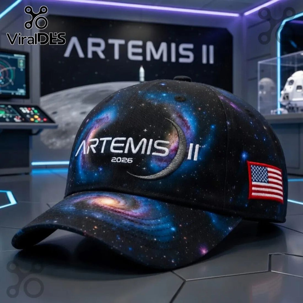 Artemis II NASA Moon Mission USA Flag Baseball Cap
