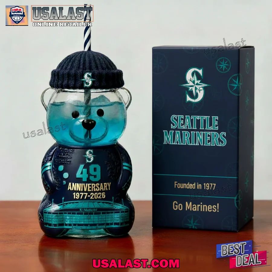 Seattle Mariners 49th Anniversary Bear Glass Cup