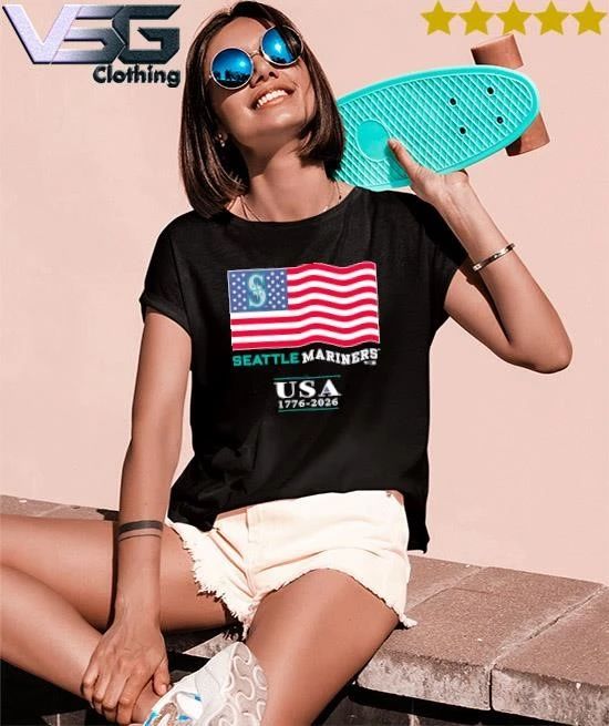 Seattle Mariners USA 1776-2026 Patriotic Flag T-Shirt
