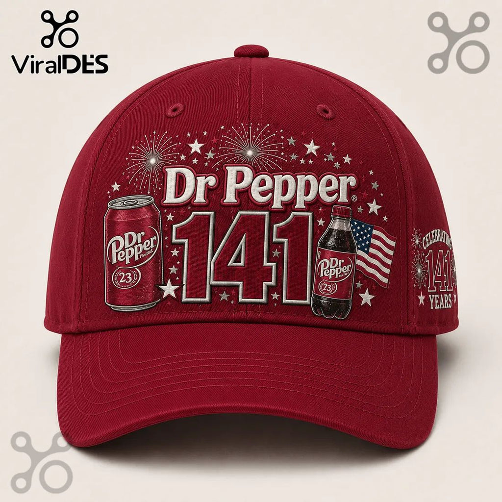 Dr Pepper 141st Anniversary Burgundy Baseball Cap