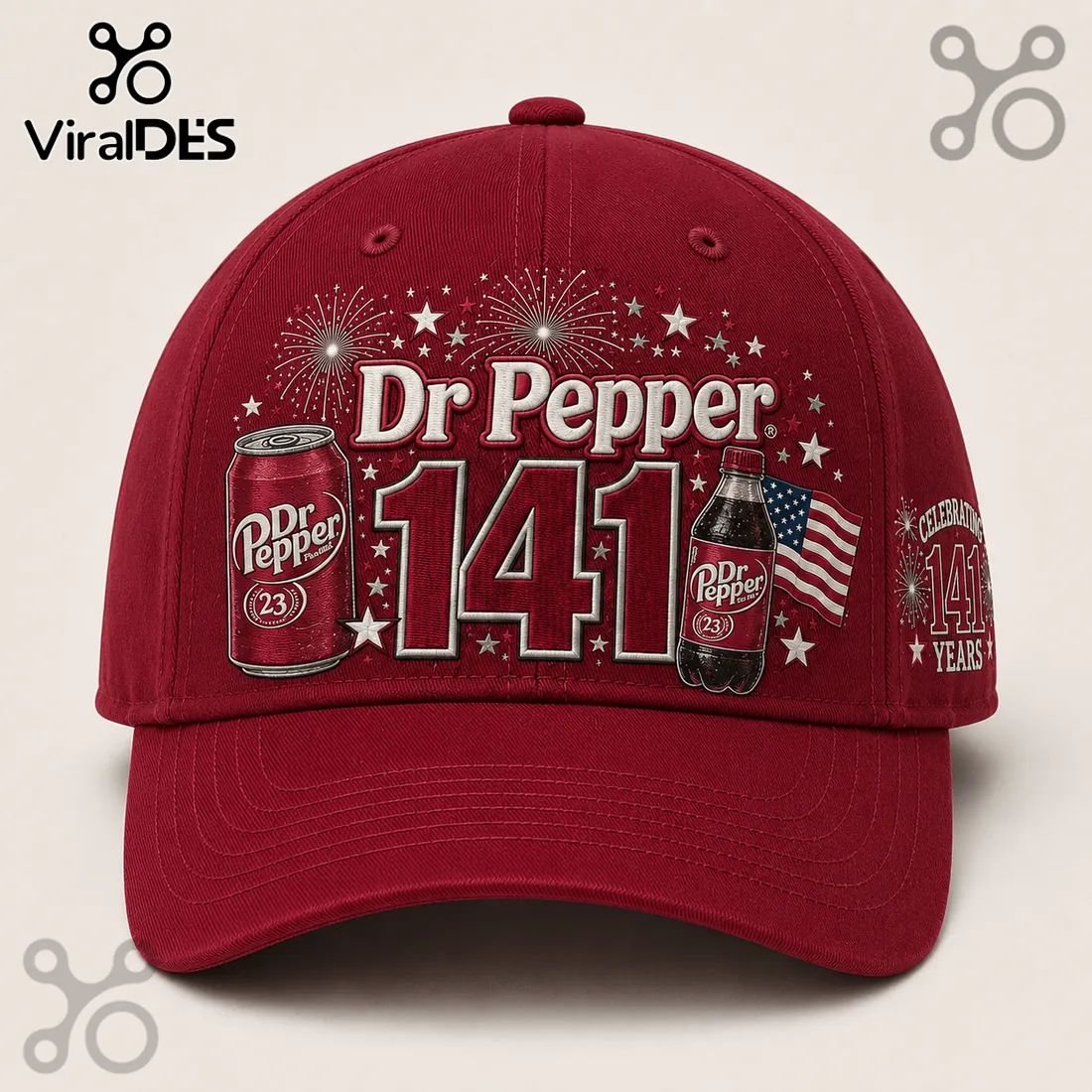 Dr Pepper 141st Anniversary Burgundy Baseball Cap