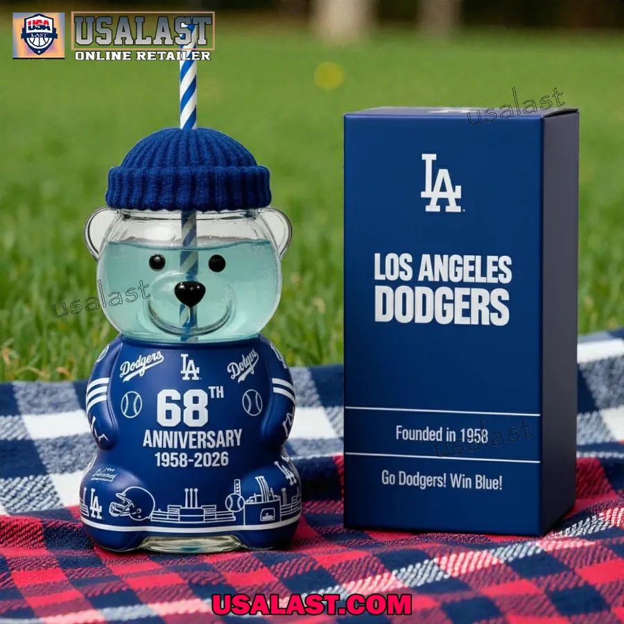 Los Angeles Dodgers 68th Anniversary Collectible Bear Glass Cup