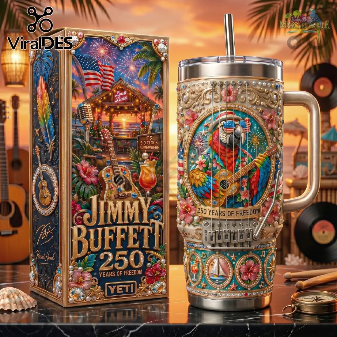 Jimmy Buffett Margaritaville 250 Years Stainless Steel Handle Tumbler