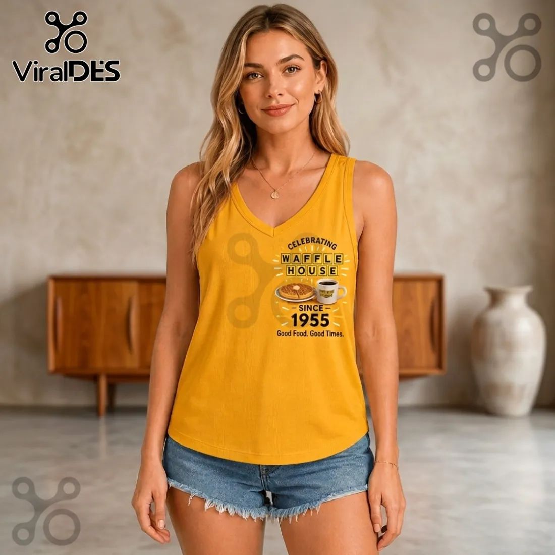 Waffle House Retro 1955 Logo V-Neck Tank Top