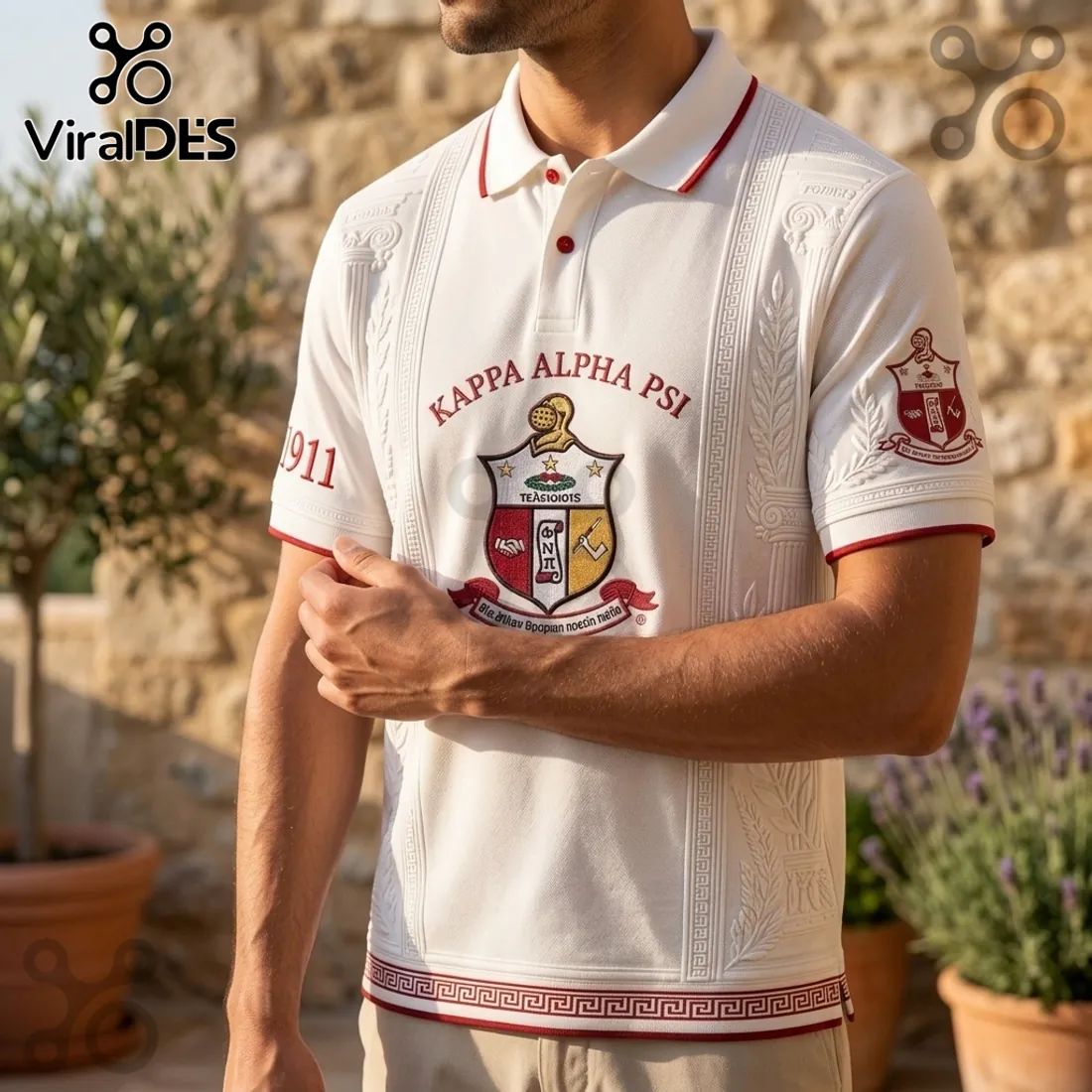 Kappa Alpha Psi 1911 Emblem White Polo Shirt