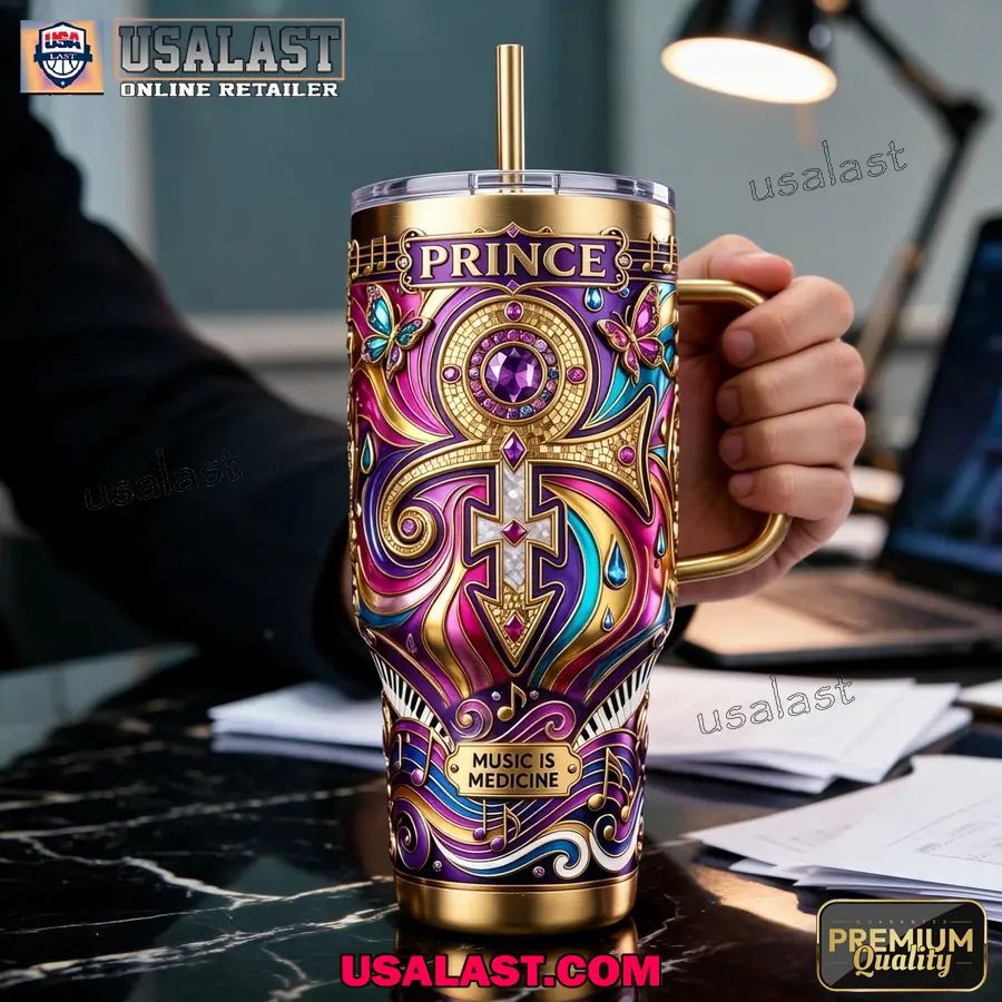 Prince Music Is Medicine Tumbler With Handle