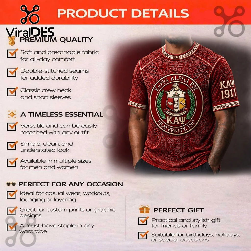 Limited Edition Kappa Alpha Psi Crimson Embossed T-Shirt