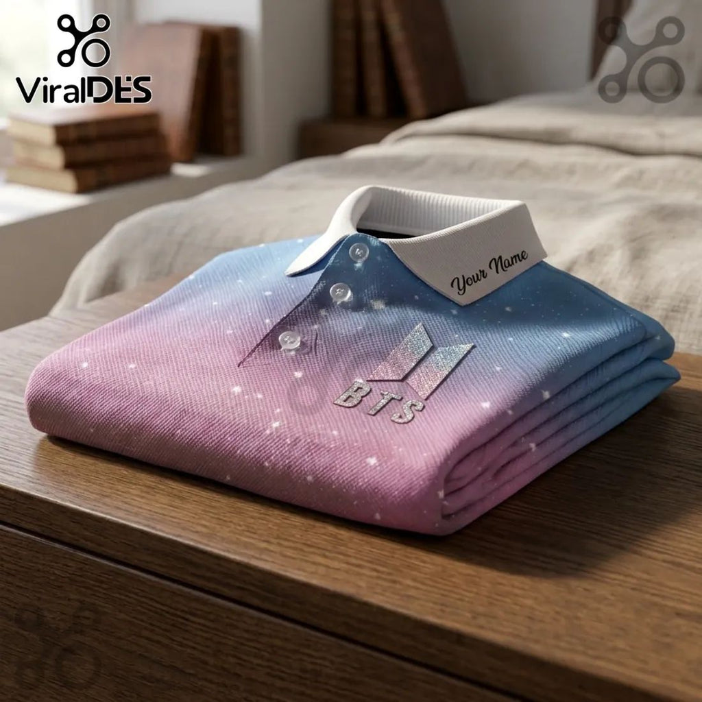BTS Gradient Galaxy Custom Name Polo Shirt