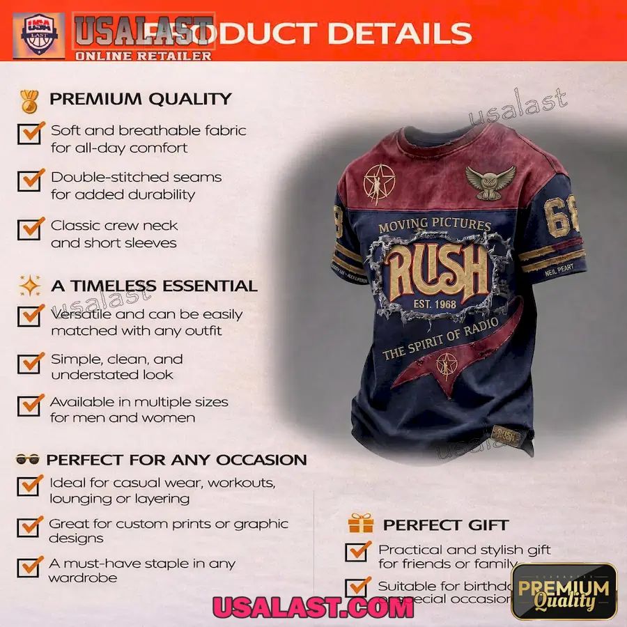 Rush Rock Band Printed All Over Printed T-Shirt