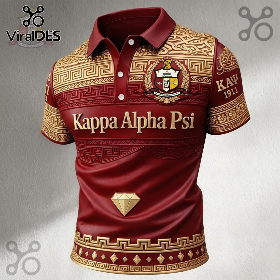 Kappa Alpha Psi Fraternity Crimson Gold Polo Shirt