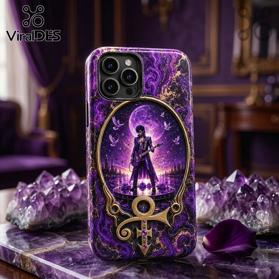 Prince Purple Rain Marble Effect Phone Case