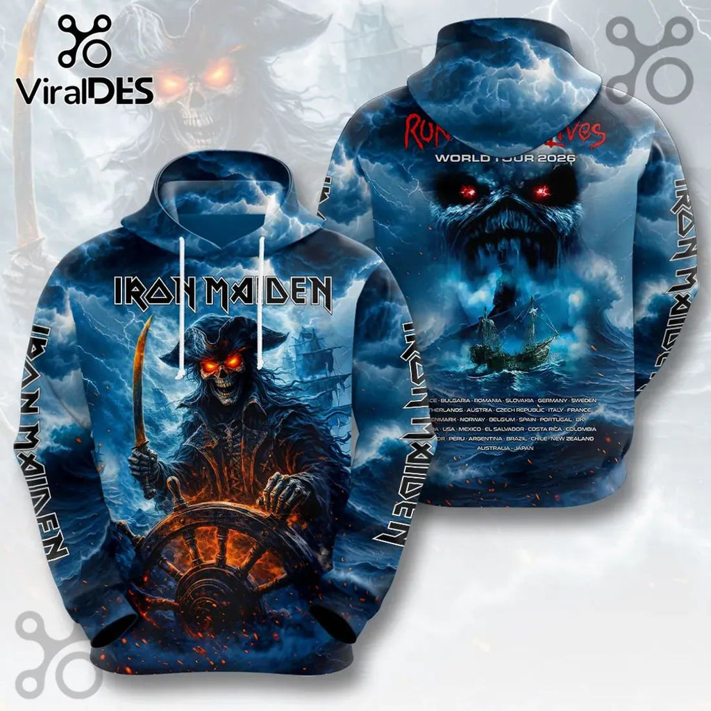 Iron Maiden Eddie Pirate 2026 Tour Casual T-Shirt