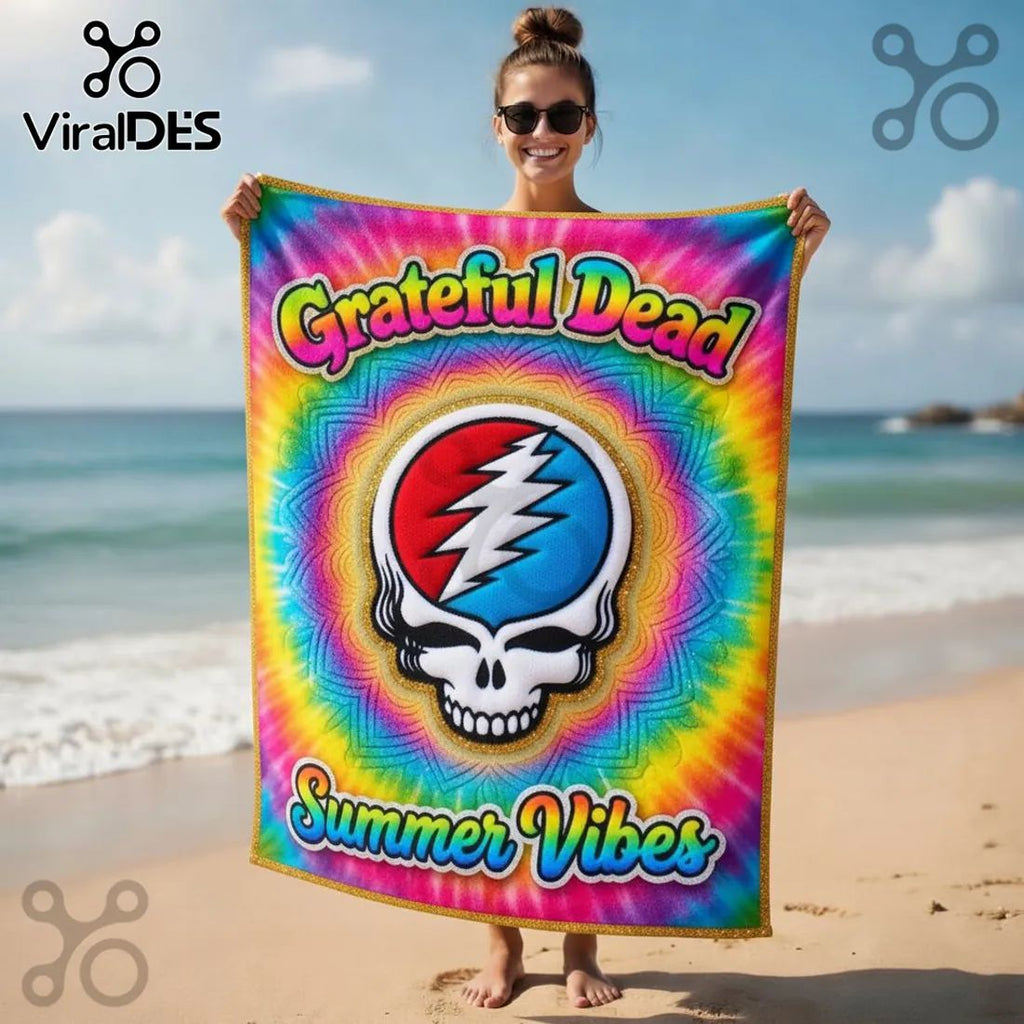 Grateful Dead Steal Your Face Tie-Dye Summer Beach Towel