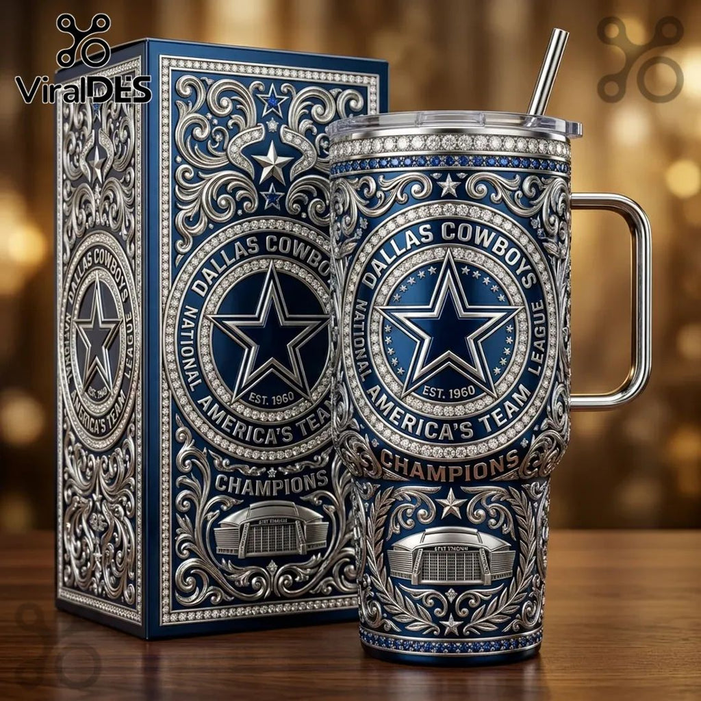 Dallas Cowboys Luxury Ornate Diamond Champions 40oz Stanley Tumbler