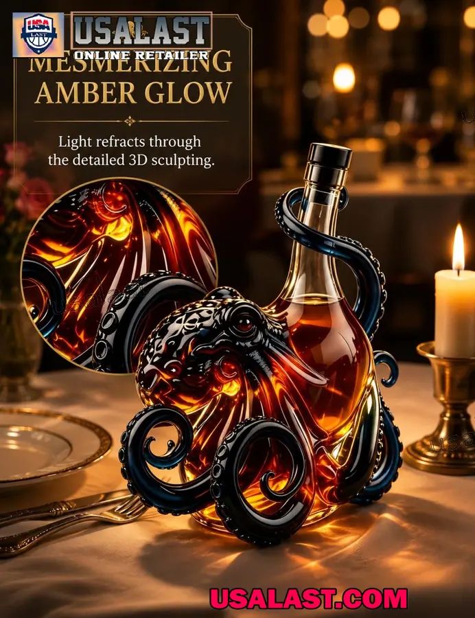 The Kraken Black Spiced Rum Octopus Whiskey Decanter