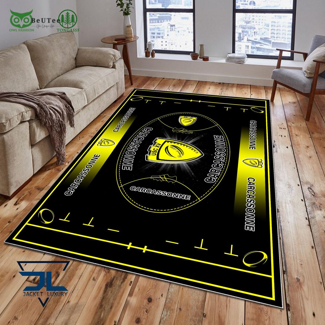 US Carcassonne French Rugby Carpet Rug