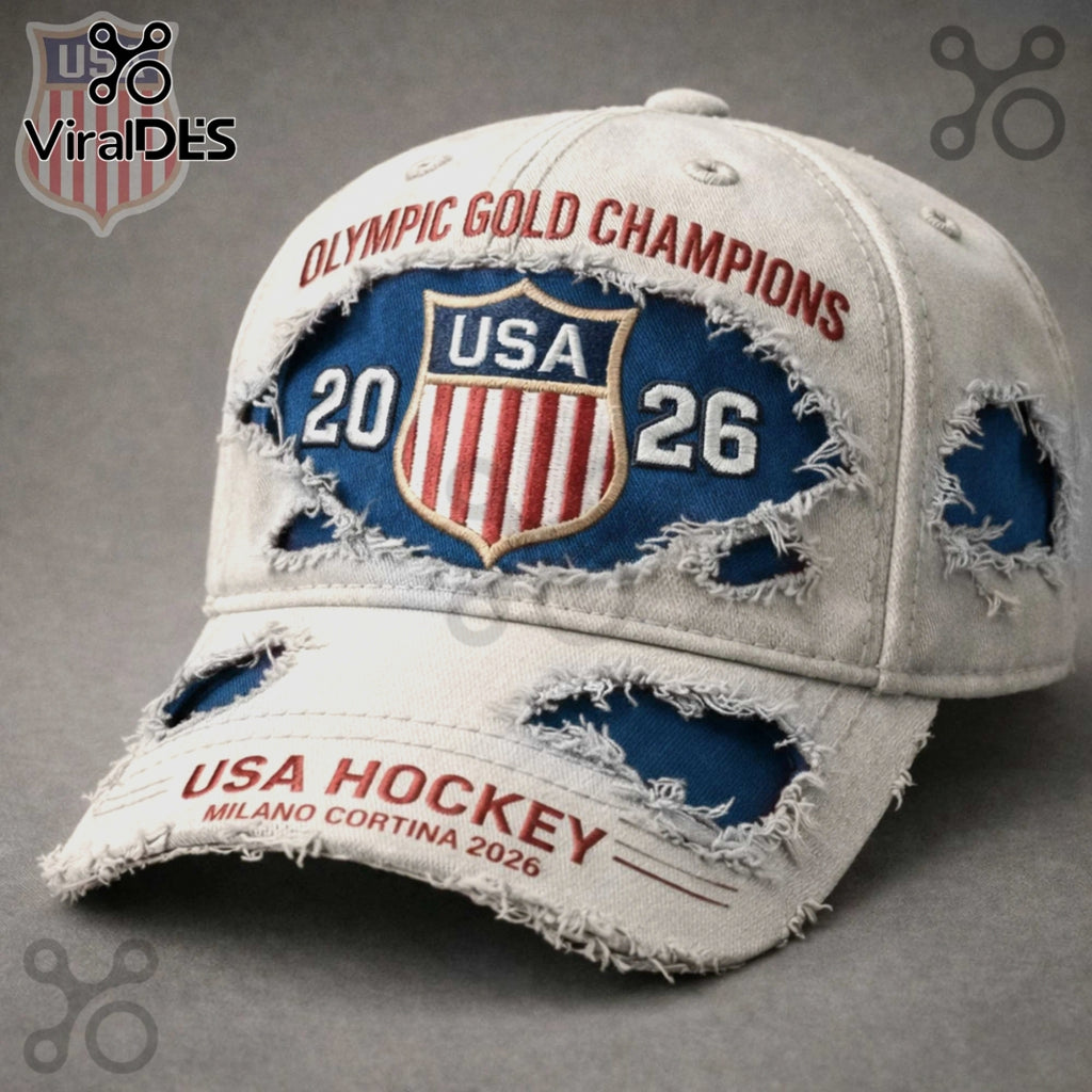USA Hockey 2026 Olympic Gold Champions Distressed Baseball Cap