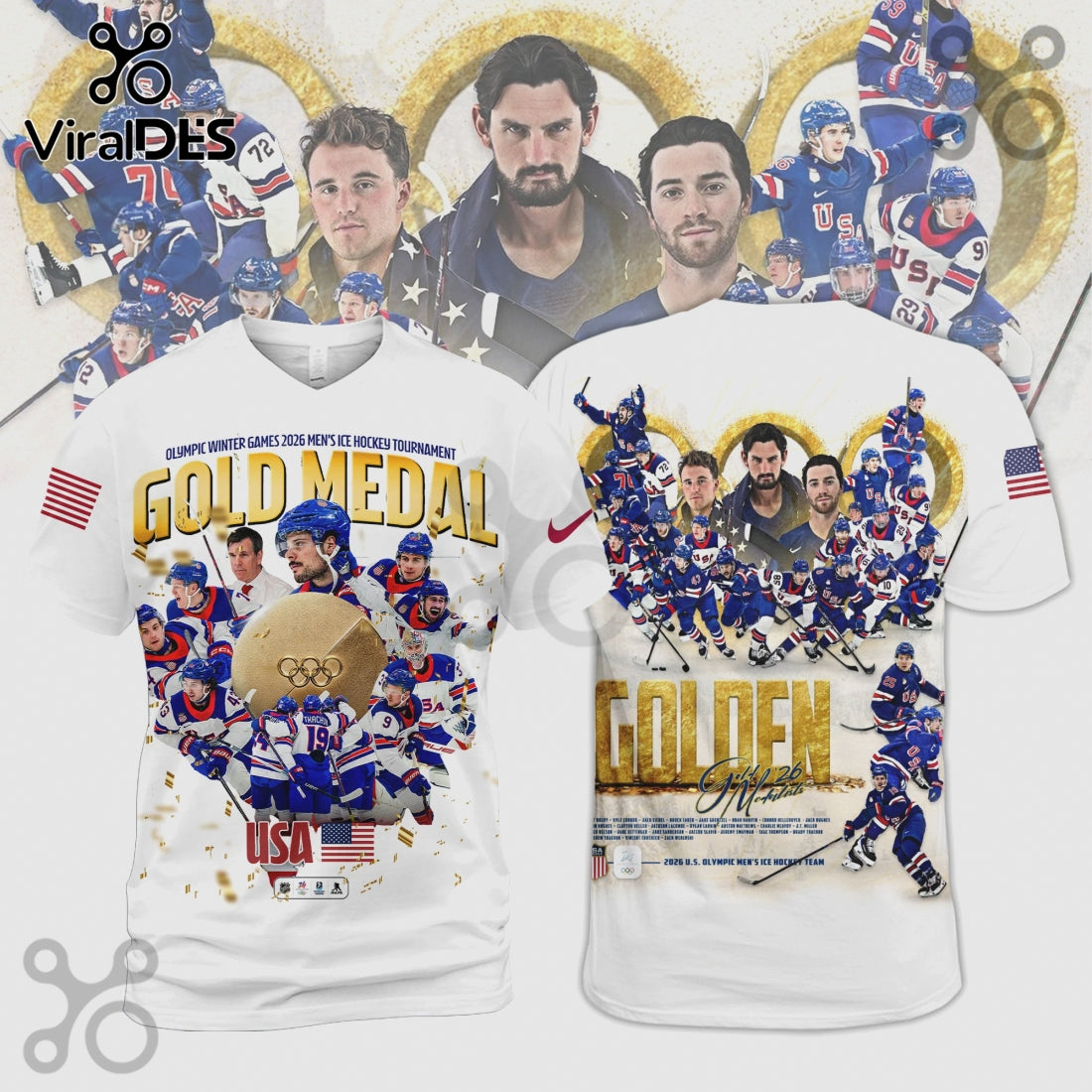 USA Hockey 2026 Olympic Gold Medal Team Graphic Print Shirt