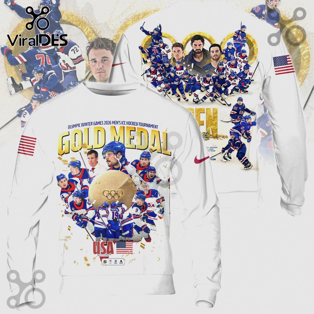 USA Hockey 2026 Olympic Gold Medal Team Graphic Print Shirt