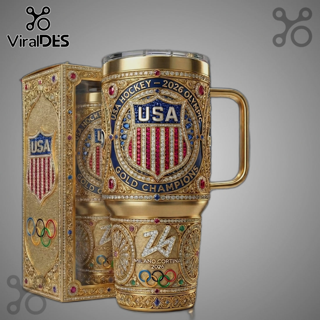 USA Hockey 2026 Olympics Gold Champions Premium 3D Design Tumbler