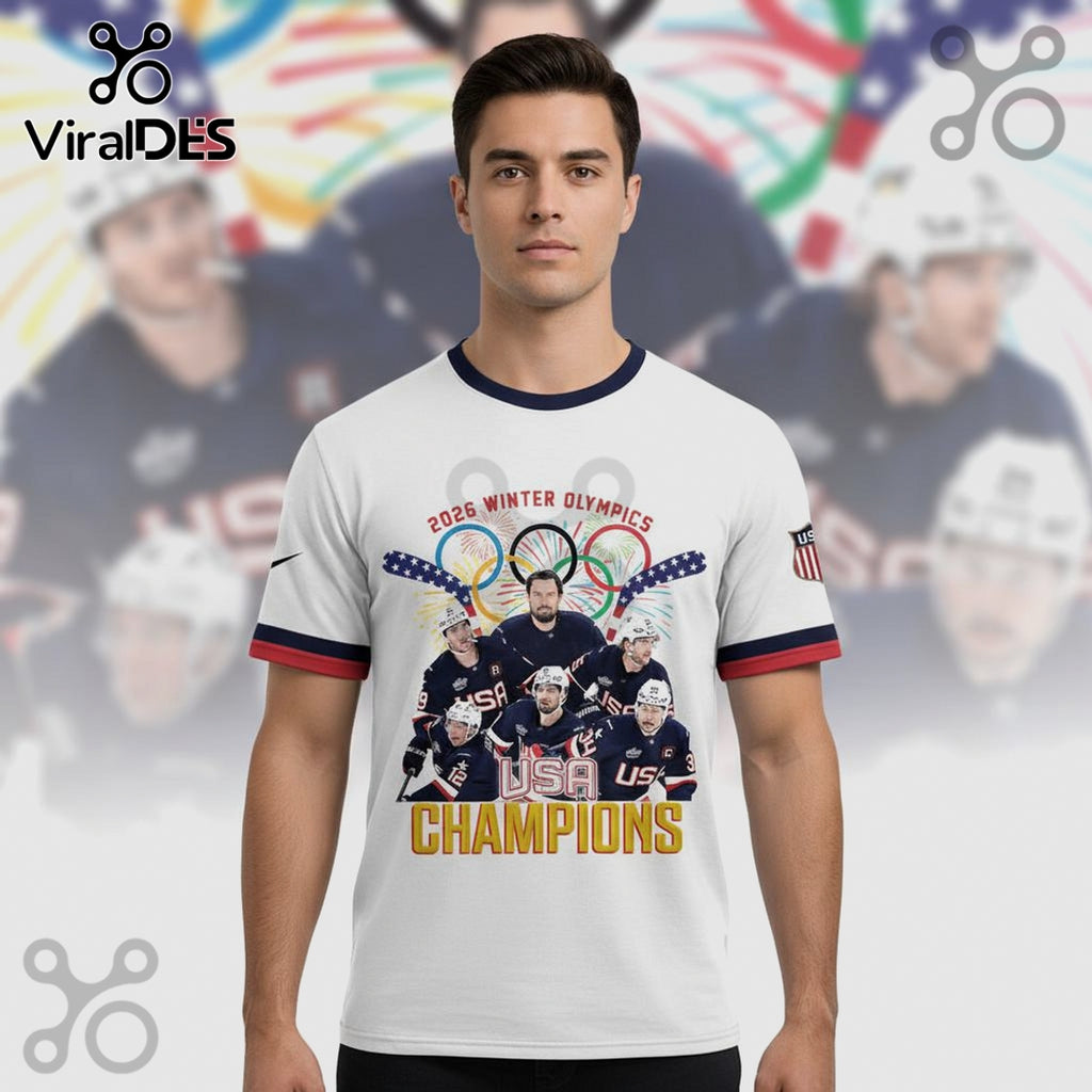 USA Hockey 2026 Winter Olympics Champions Graphic Print Shirt