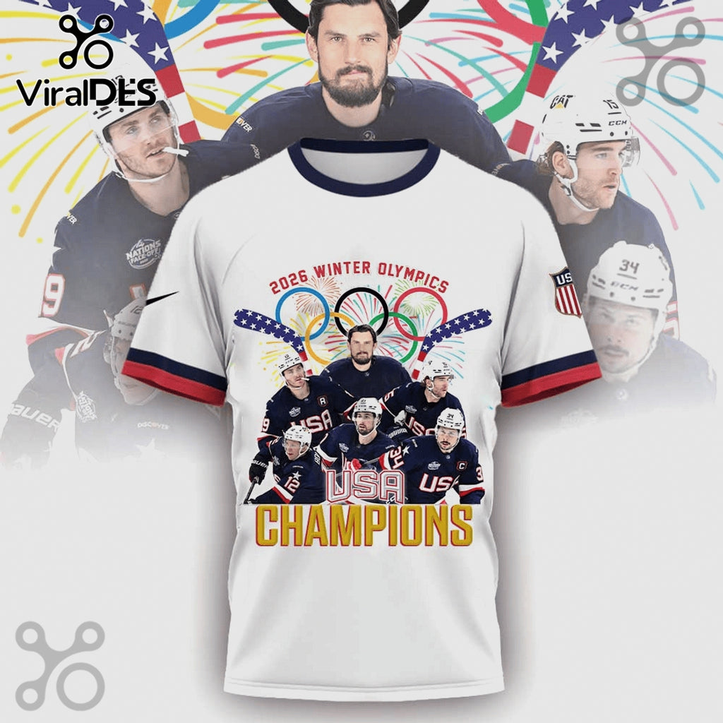 USA Hockey 2026 Winter Olympics Champions Graphic Print Shirt
