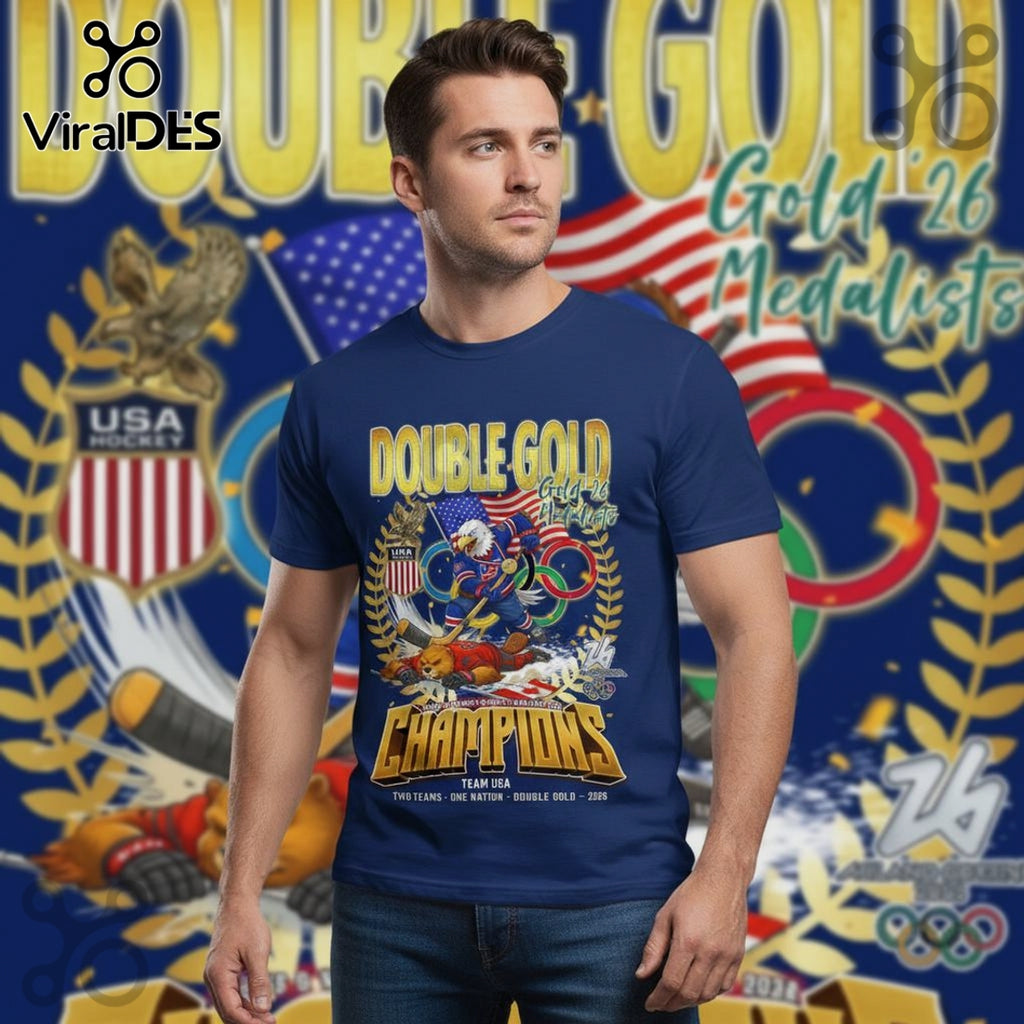USA Hockey Double Gold 2026 Champions Eagle vs Beaver Graphic T-Shirt