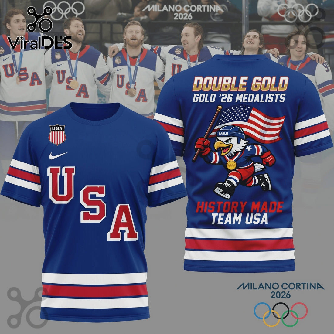USA Hockey Double Gold 2026 Olympics History Shirt