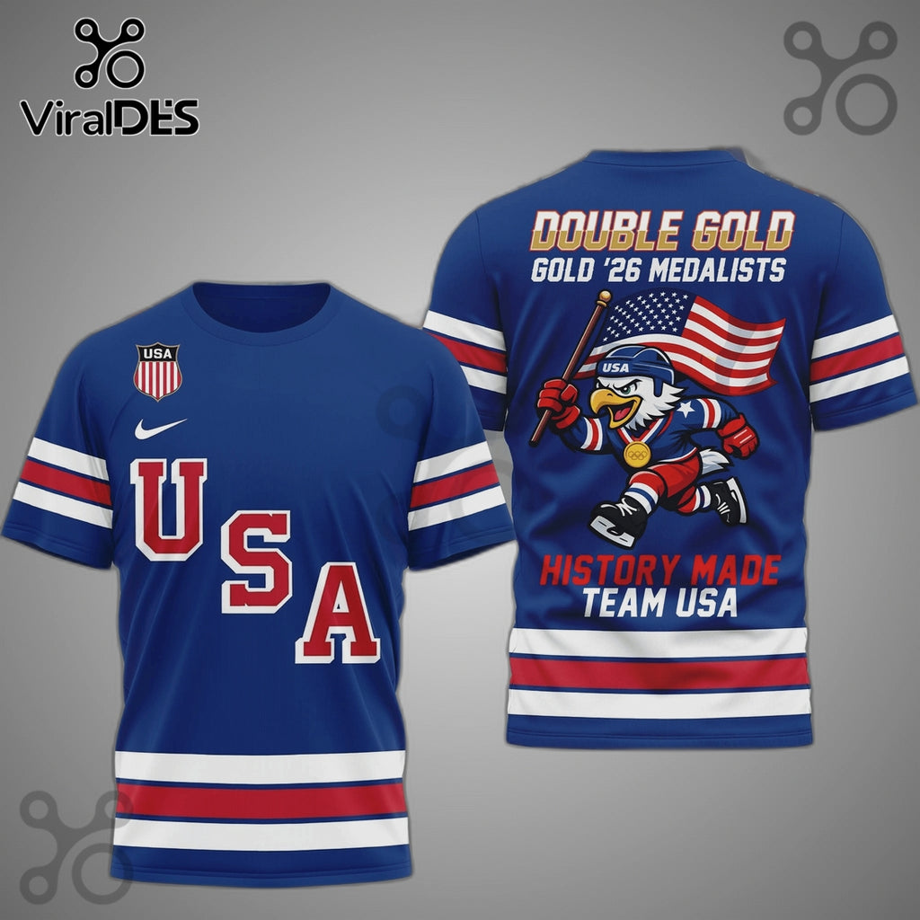 USA Hockey Double Gold 2026 Olympics History Shirt