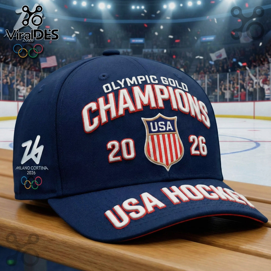 USA Hockey Olympic Gold Champions 2026 3D Embroidered Hat