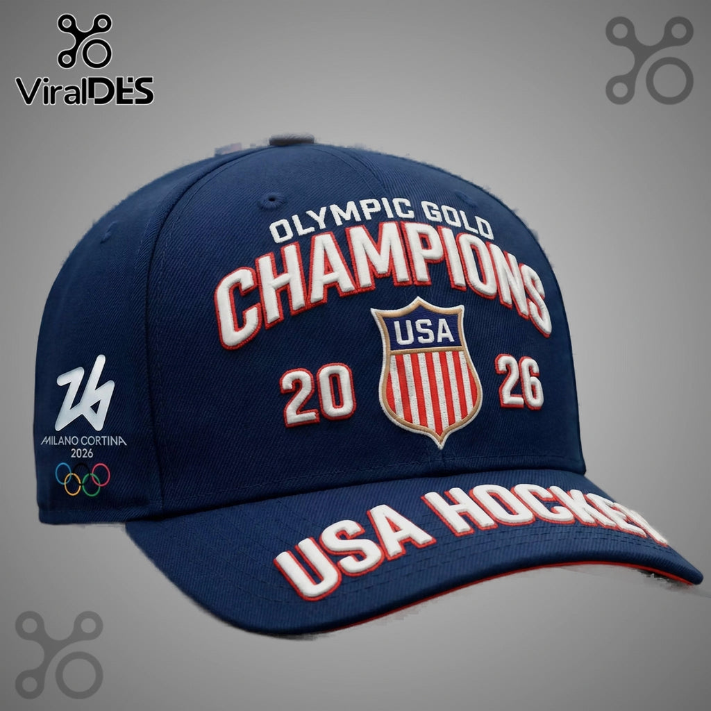 USA Hockey Olympic Gold Champions 2026 3D Embroidered Hat