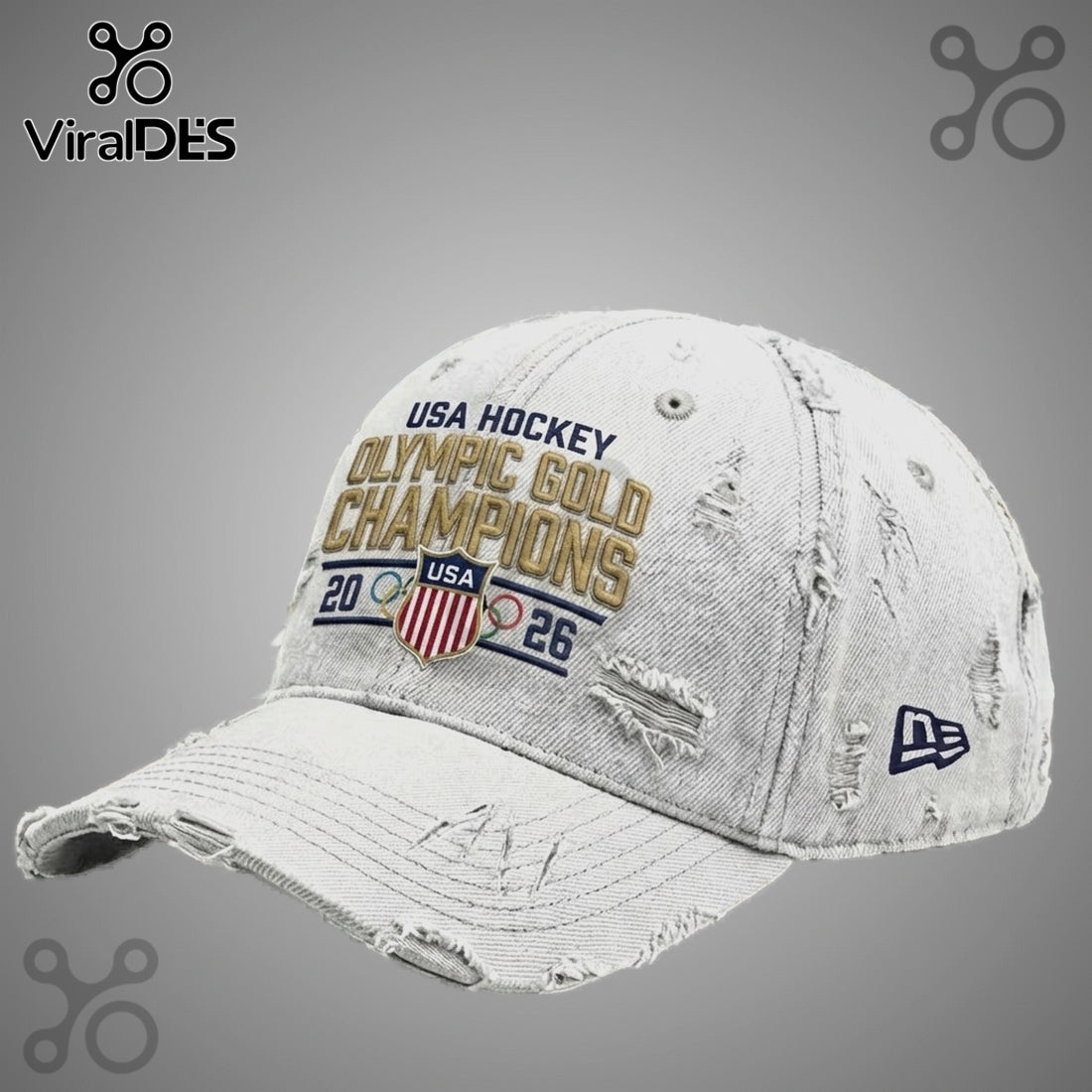 USA Hockey Olympic Gold Champions 2026 Distressed Adjustable Hat