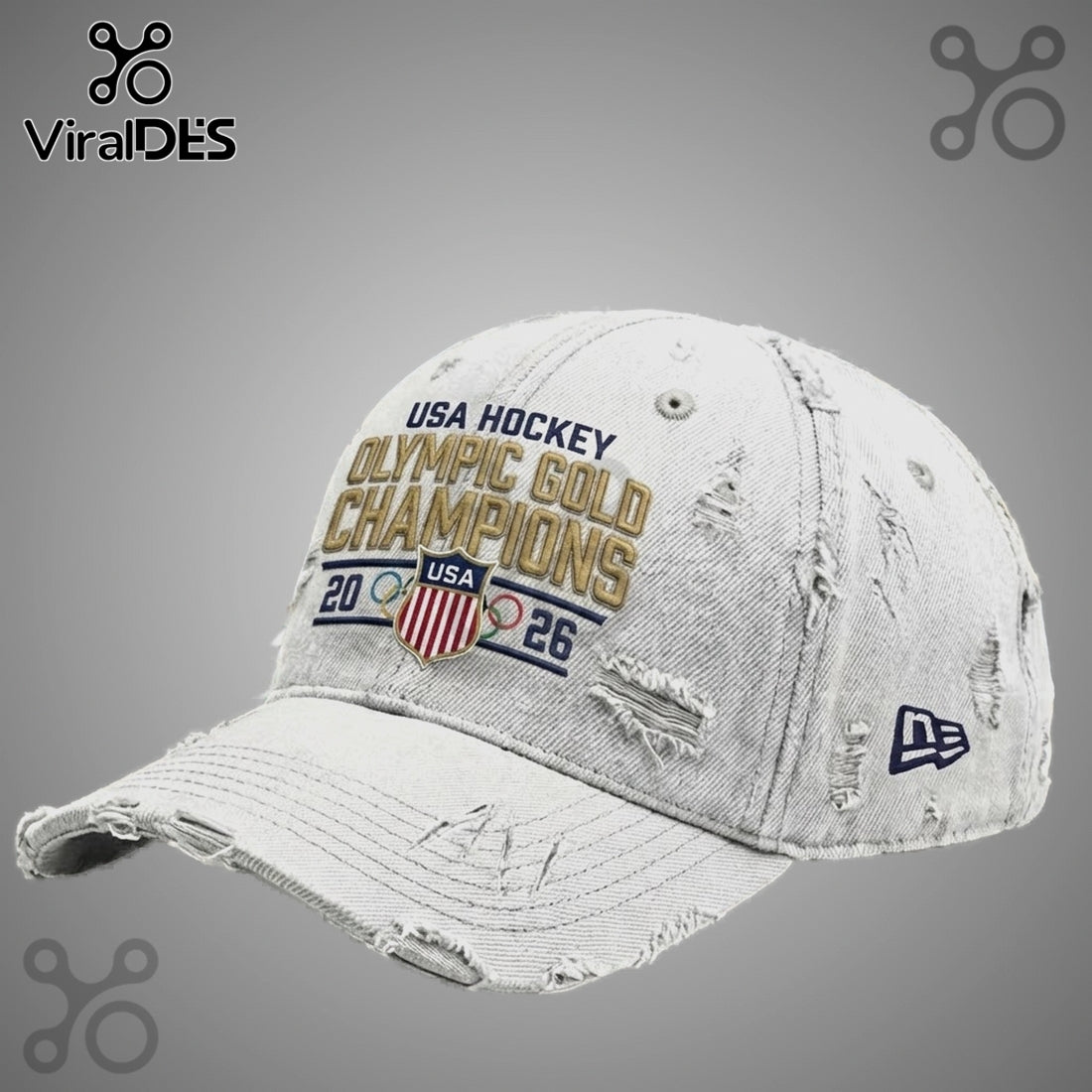 USA Hockey Olympic Gold Champions 2026 Distressed Cotton Dad Hat