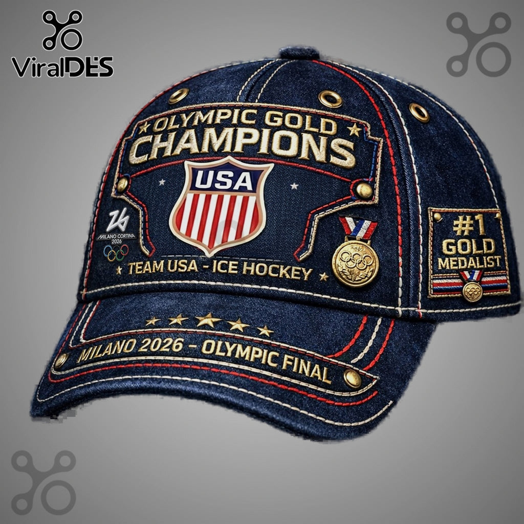 USA Hockey Olympic Gold Champions 2026 Premium Team Cap