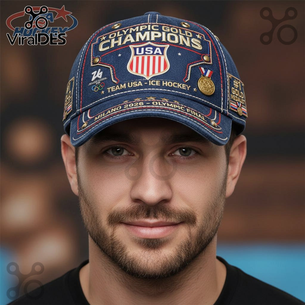 USA Hockey Olympic Gold Champions Milano 2026 Premium Baseball Cap