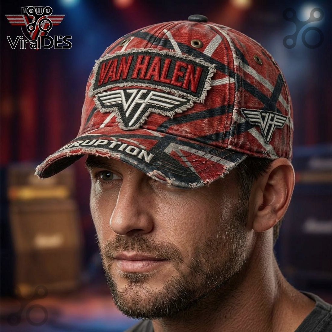 Van Halen Eruption Distressed Patchwork Graphic Baseball Cap