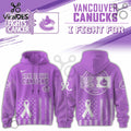 Vancouver Canucks Hockey Fights Cancer Purple Ribbon Hoodie