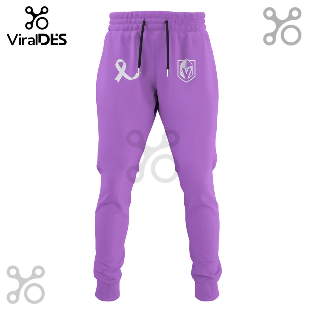 Vegas Golden Knights Hockey Fights Cancer Purple Ribbon Hoodie