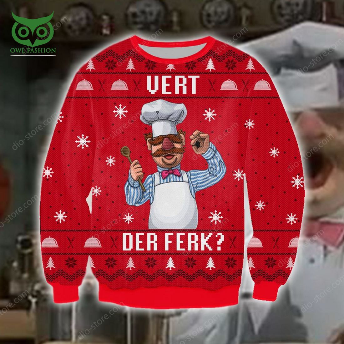 Vert Der Ferk Knitting Pattern 3d Print Ugly Sweater Sweatshirt Christmas