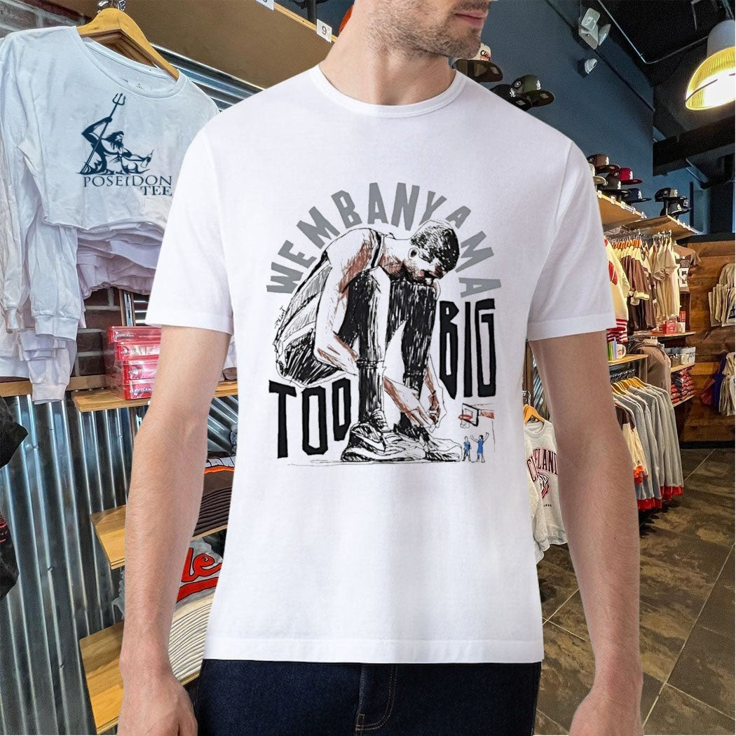 Victor Wembanyama San Antonio Spurs Basketball Too Big Art Cartoon T-shirt
