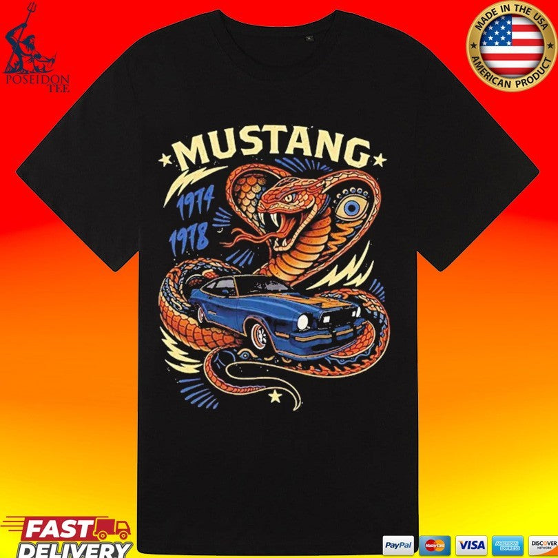 Vintage Mustang Cobra King Graphic Car T-shirt