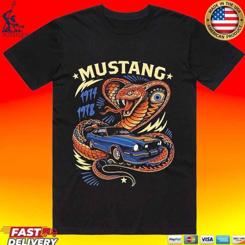 Vintage Mustang Cobra King Graphic Car T-shirt