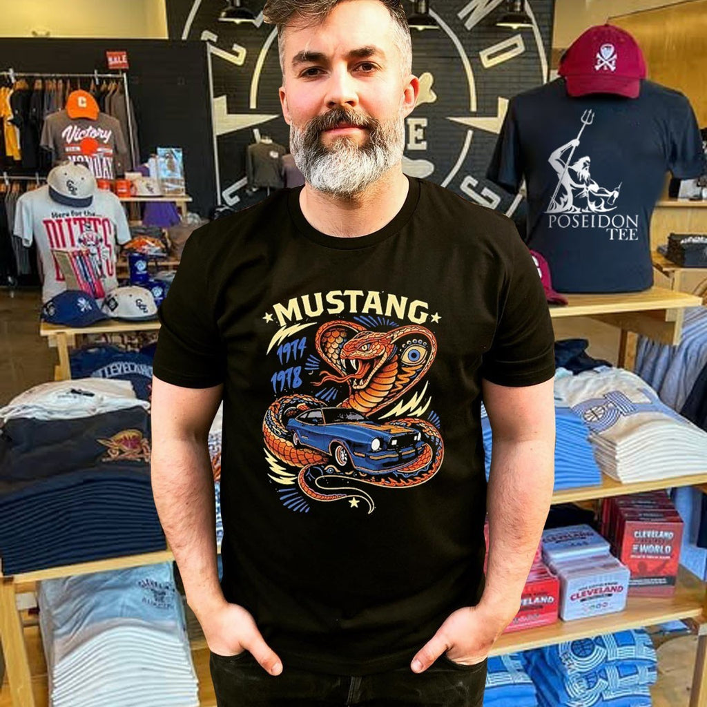 Vintage Mustang Cobra King Graphic Car T-shirt