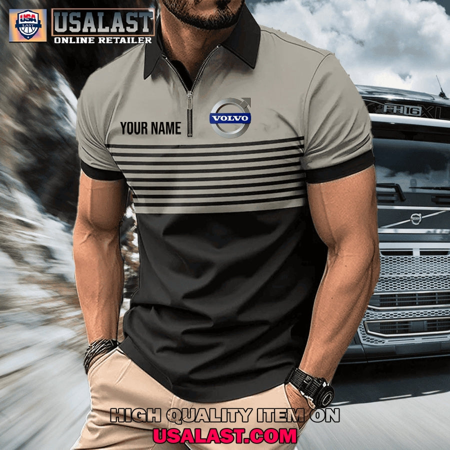 Volvo Custom Name Zipper Men Polo