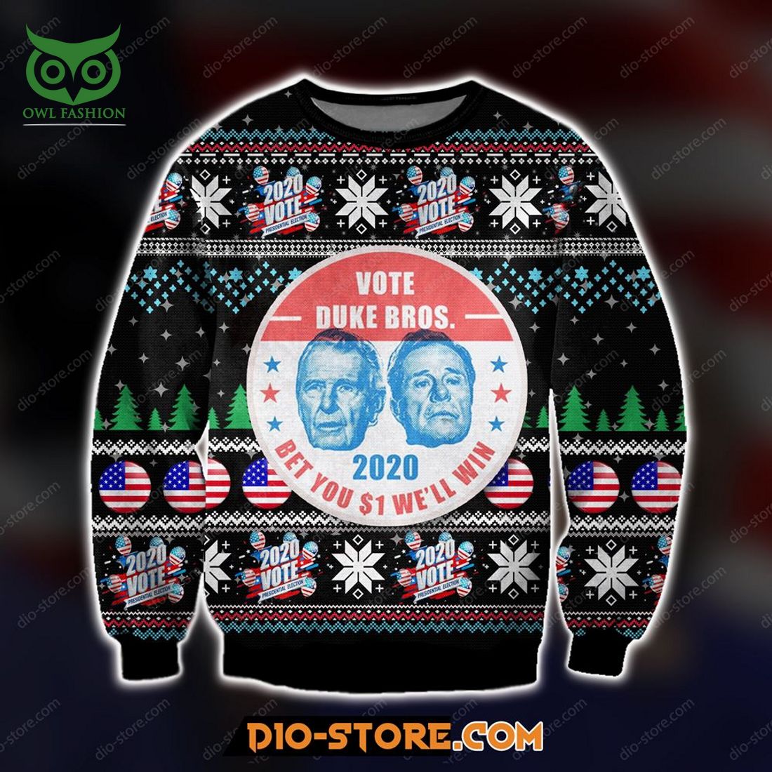 Vote Duke Bros 2020 3d Print Ugly Christmas Sweater Sweatshirt Christmas