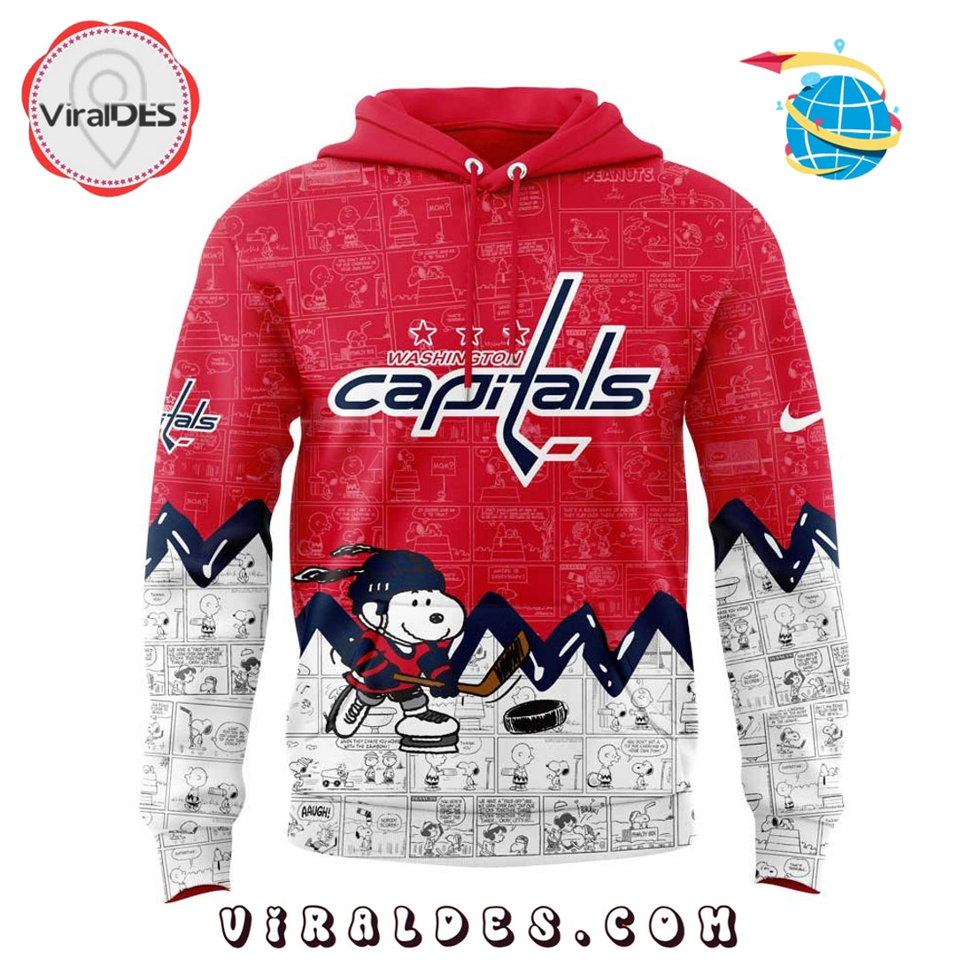 Washington Capitals 75th Anniversary of Peanuts Red Hoodie